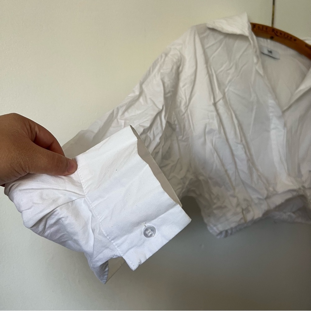 Simons White Collared Crop Top - Picture 2 of 6